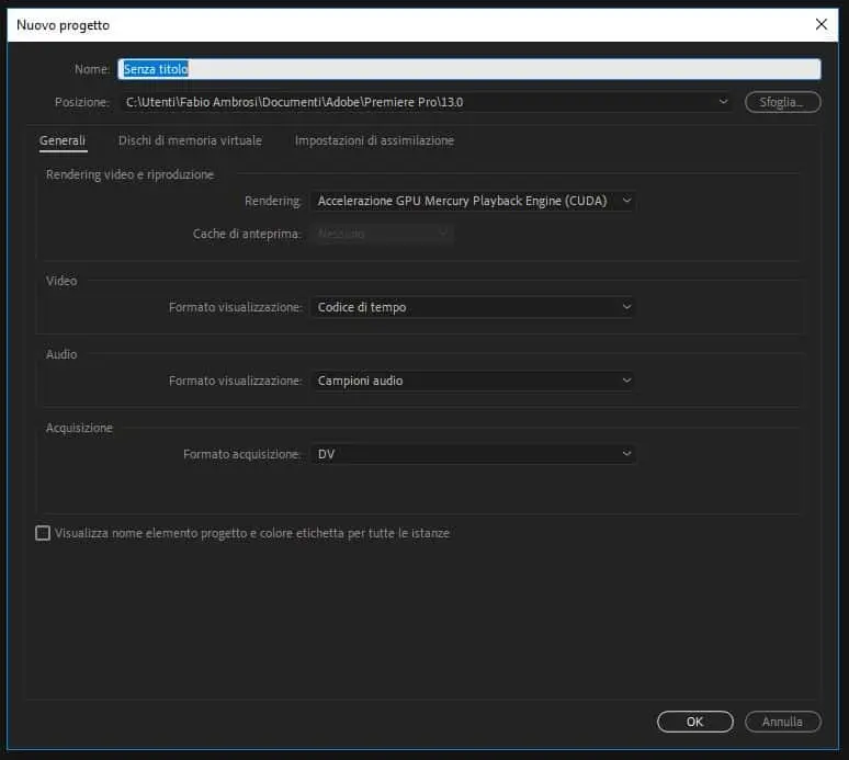 Come creare un nuovo progetto in Adobe Premiere 2019 Come creare un nuovo progetto in Adobe Premiere 2019