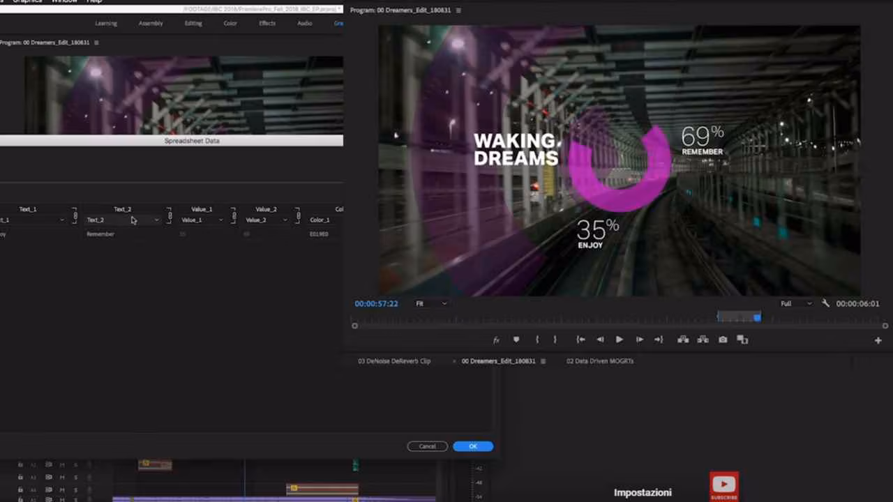Grafici e dati in Adobe Premiere Pro CC 2019
