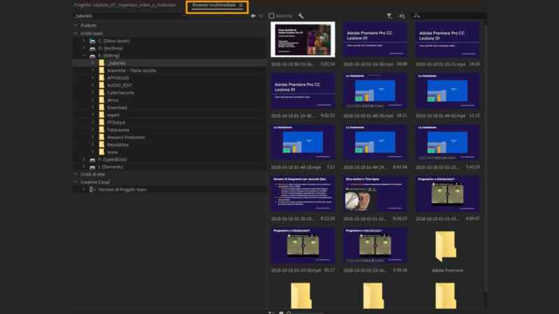 Importare video e audio in Adobe Premiere con il Browser multimediale Importare video e audio in Adobe Premiere con il Browser multimediale