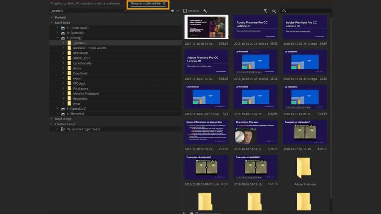 Importare video e audio in Adobe Premiere con il Browser multimediale Importare video e audio in Adobe Premiere con il Browser multimediale