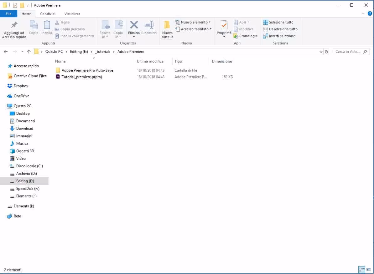 Progetti Premiere: come vengono organizzati i file e le cartelle?