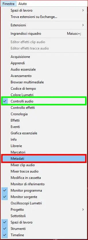 Interfaccia Adobe Premiere Pro: pannelli