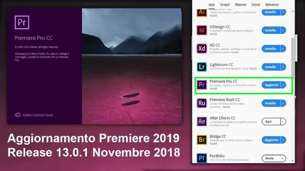 Aggiornamento Premiere 2019 release 13.0.1 Novembre 2018: ecco tutte le novità