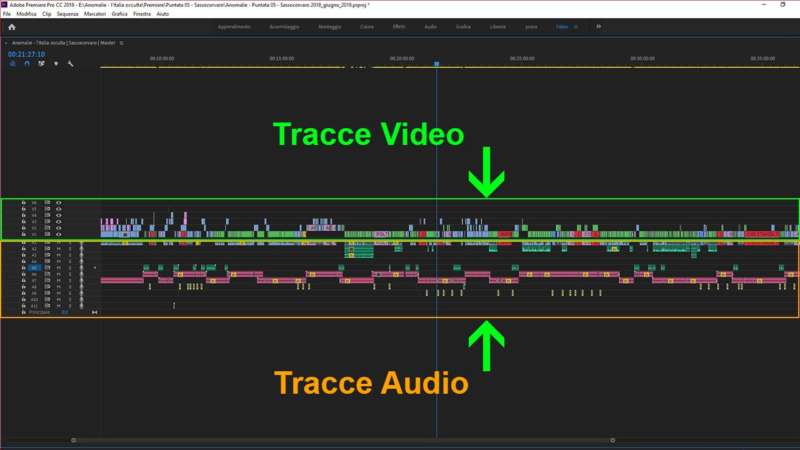 Timeline: Tracce video e tracce audio in Adobe Premiere 2019 Timeline: Tracce video e tracce audio in Adobe Premiere 2019