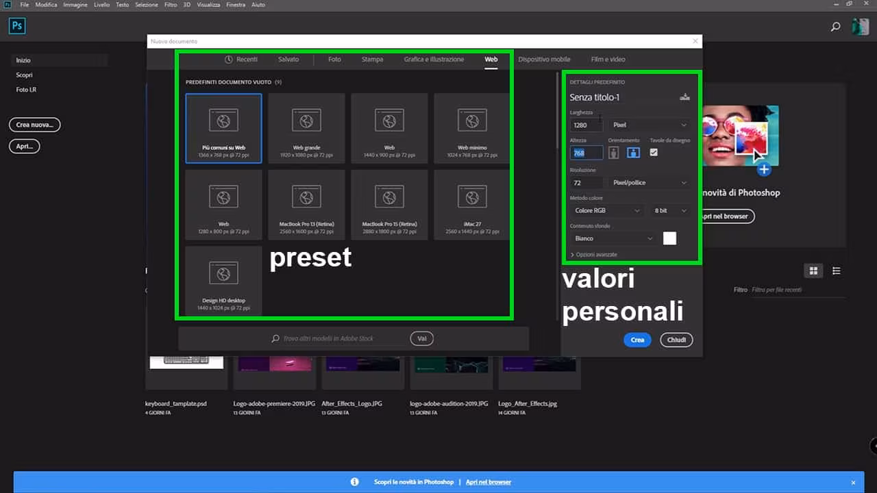 Come creare un nuovo progetto in Adobe Photoshop