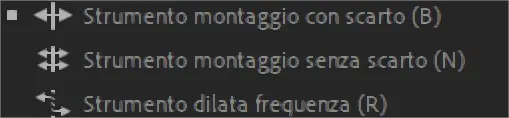 Strumeni Premiere: montaggio con scarto, montaggio senza scarto, dilata frequenza Strumeni Premiere: montaggio con scarto, montaggio senza scarto, dilata frequenza