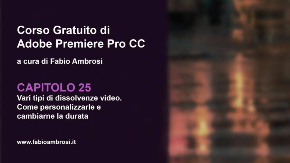 Modificare la durata di una dissolvenza video in Adobe Premiere