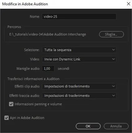Come esportare una sequenza Premiere per Adobe Audition Come esportare una sequenza Premiere per Adobe Audition