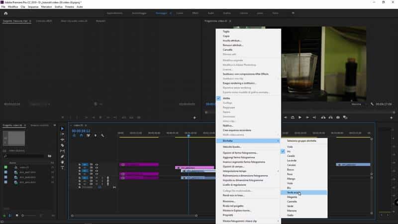 Trucchi e scorciatoie da tastiera per lavorare nella timeline di Adobe Premiere: colorare le clip nella sequenza Trucchi e scorciatoie da tastiera per lavorare nella timeline di Adobe Premiere: colorare le clip nella sequenza