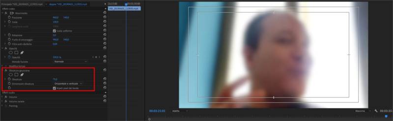 Applicare la sfocatura gaussiana in Adobe Premiere