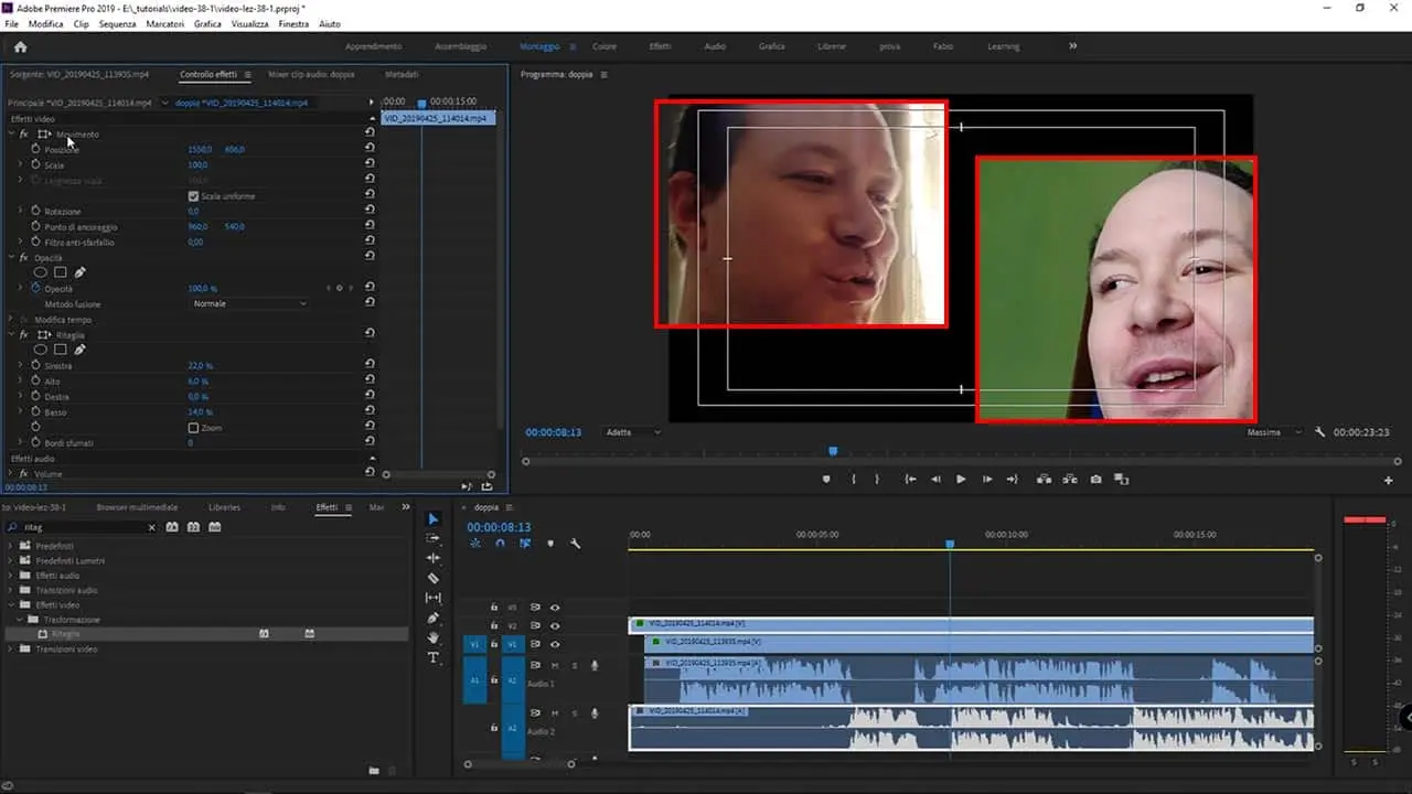 Come creare l'effetto intervista doppia de "Le Iene" accostando più video uno vicino all'altro