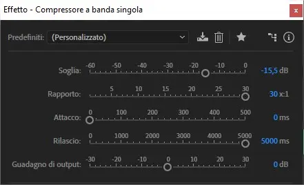 Il compressore a banda singola di Adobe Audition