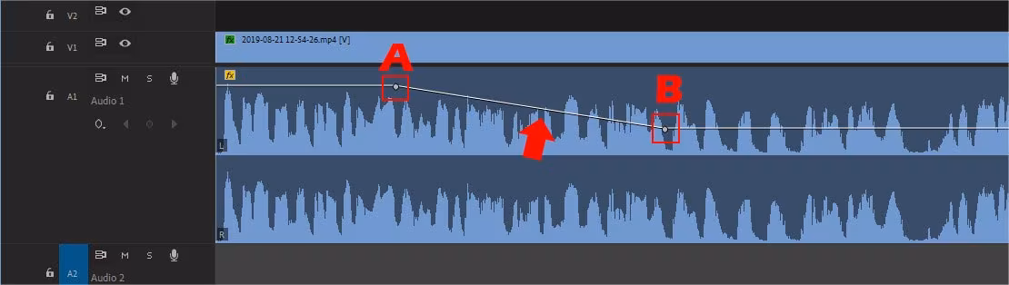 Aumentare o diminuire il volume di una clip audio utilizzando i keyframe