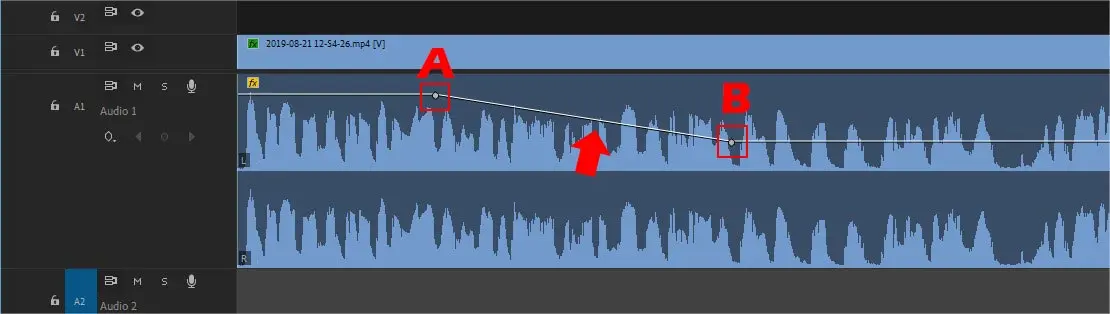 Aumentare o diminuire il volume di una clip audio utilizzando i keyframe