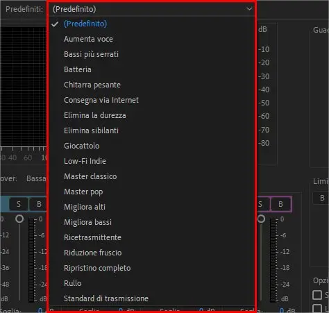 Compressore Multibanda: preset pronti per l'uso