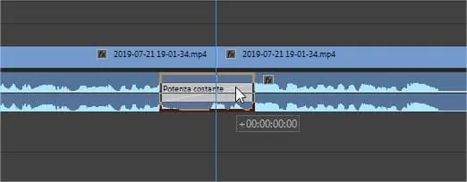 Modificare la durata e la posizione di una transizione audio in Adobe Premiere Pro 2019