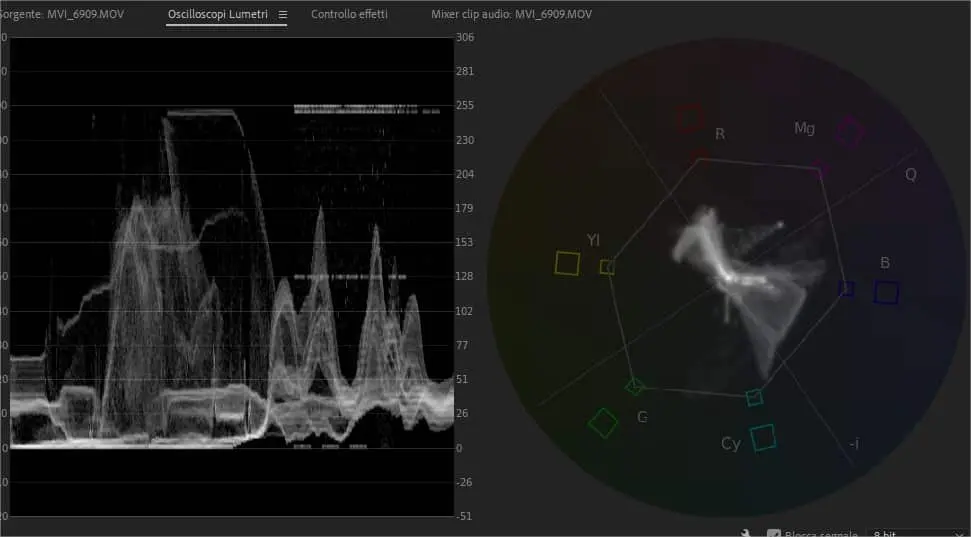 Color Correction in Adobe Premiere Pro - Vettorscopio e forma d'onda