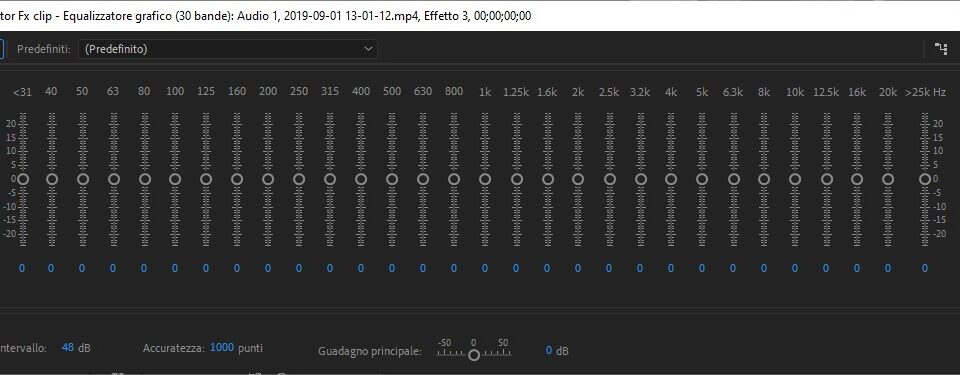 Effetti Audio Adobe Premiere: equalizzatore grafico a trenta bande