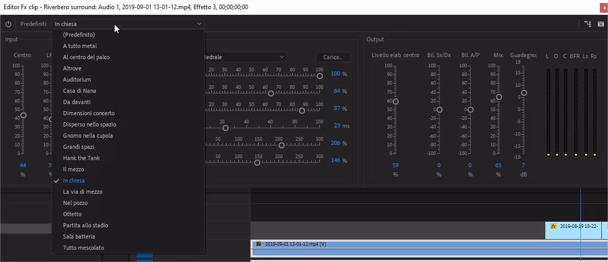 Effetti audio in Adobe Premiere Pro: riverbero surround