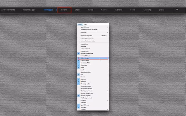 Come aprire il pannello Lumetri Color in Adobe Premiere Pro