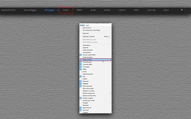 Come aprire il pannello Lumetri Color in Adobe Premiere Pro