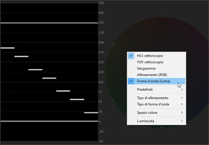 Il vettorscopio e l'oscilloscopio in Adobe Premiere Pro