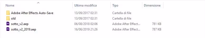 I file progetto After Effects