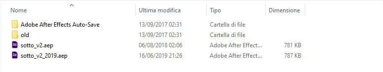 I file progetto After Effects