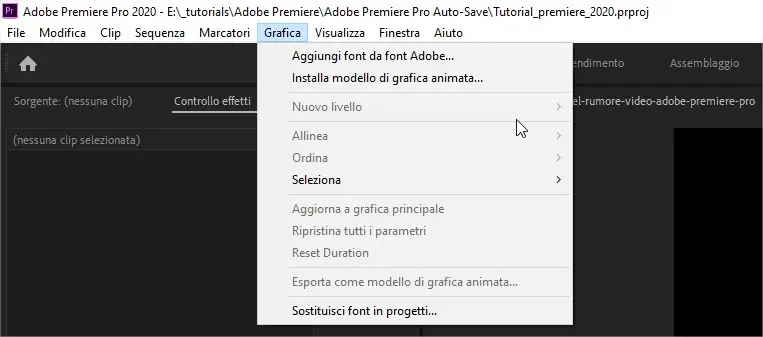 Come aggiunere grafica in Adobe Premiere Pro