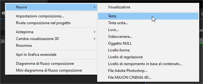 Come inserire del testo in After Effects