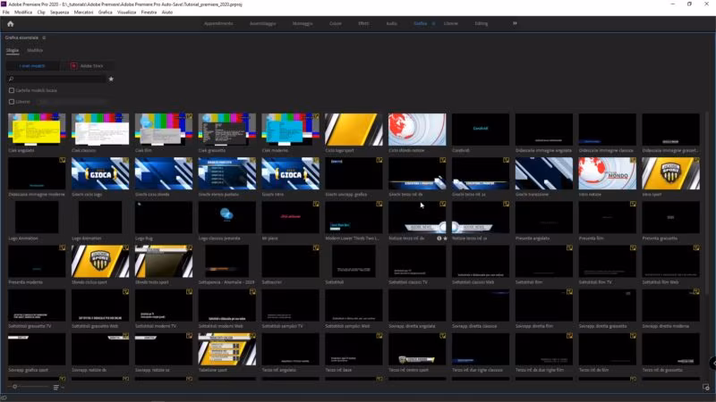 Grafica Essenziale in Adobe Premiere Pro - Libreria