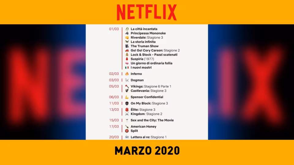 Film e serie tv in uscita a marzo 2020 nel catalogo Netflix