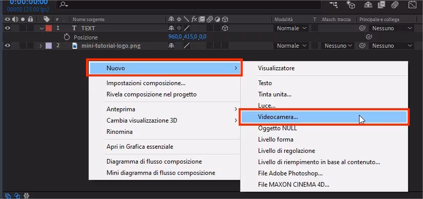 Creare una videocamera in Adobe After Effects