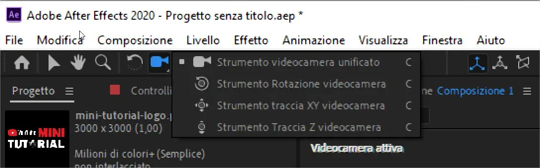 Strumento Videocamera in Adobe After Effects