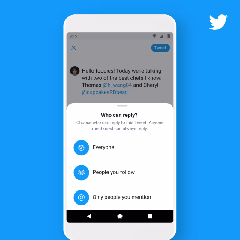 Twitter permetterà agli utenti di scegliere chi può rispondere a un tweet