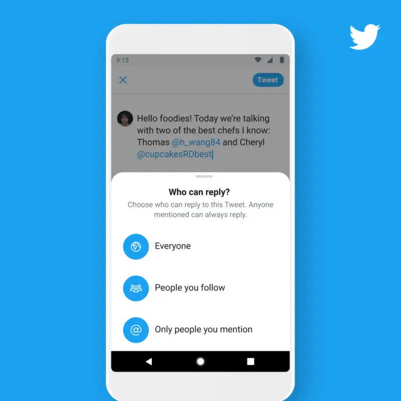 Twitter permetterà agli utenti di scegliere chi può rispondere a un tweet