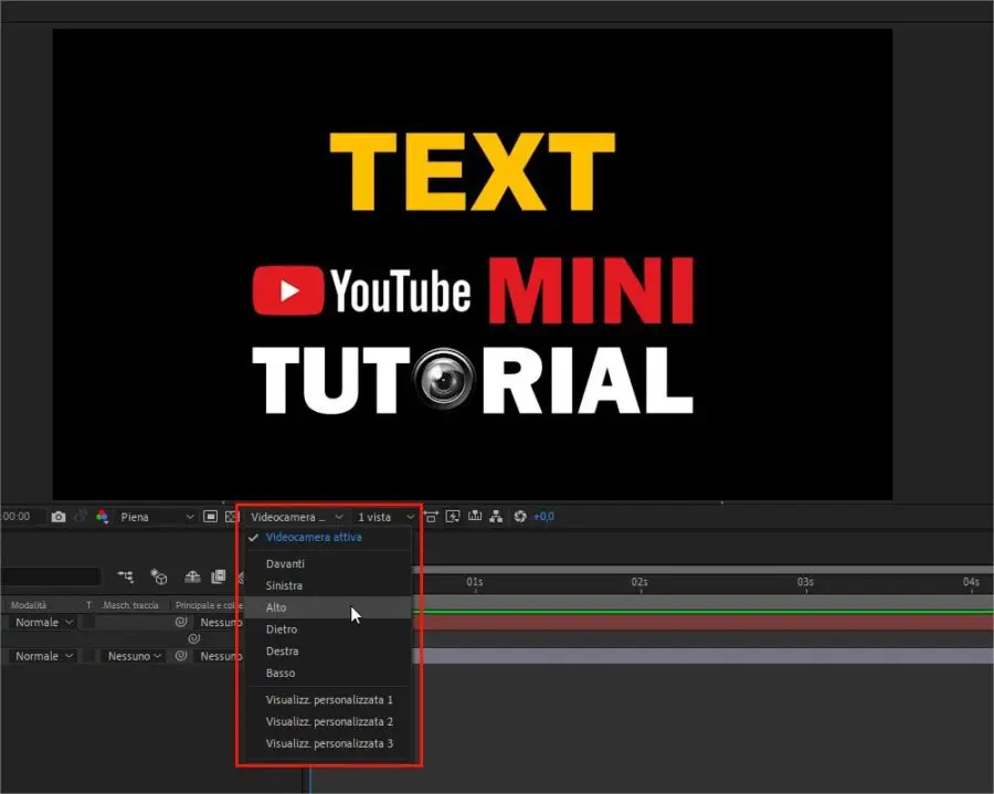 Menu a comparsa Visualizzazione 3D