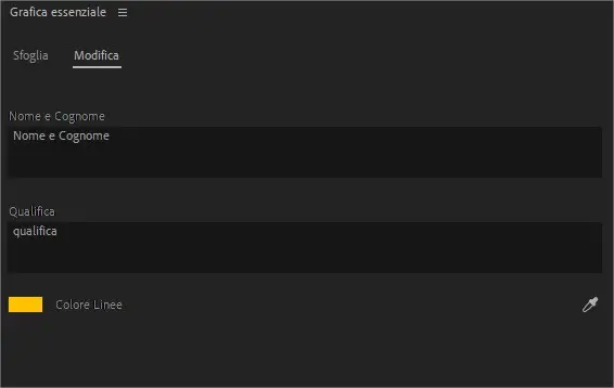 Modificare il template di grafica animata in Adobe Premiere Pro