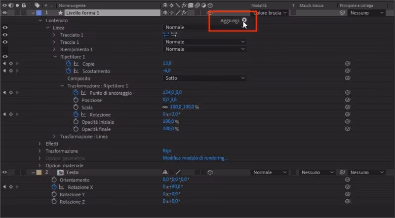 Operazioni sui tracciati delle forme geometriche in Adobe After Effects