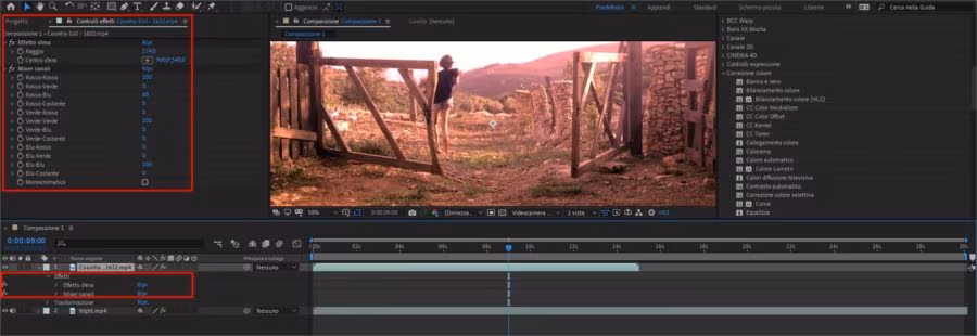Come accedere e modificare le proprietà di un effetto in Adobe After Effects