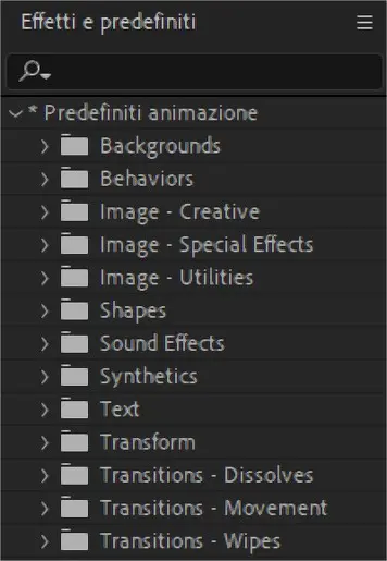 Preset e Predefiniti di Animazione in Adobe After Effects