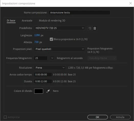 Animare un testo stile macchina da scrivere: creare nuova composizione