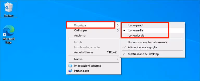 Personalizzare l'interfaccia di Windows 10: come ingrandire o rimpicciolire le icone del desktop