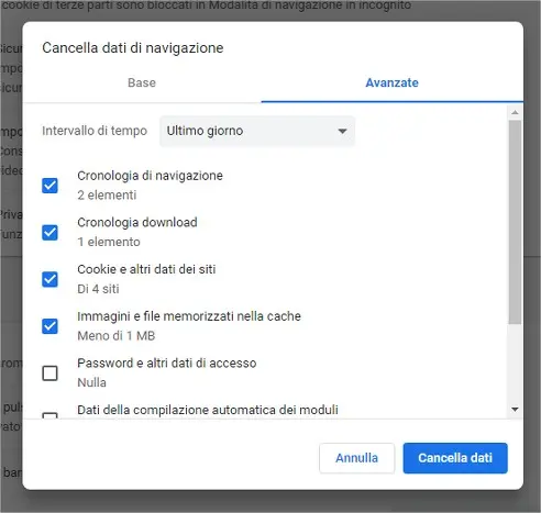 Come cancellare la cache e i dati personali in Google Chrome (Desktop) - STEP 6