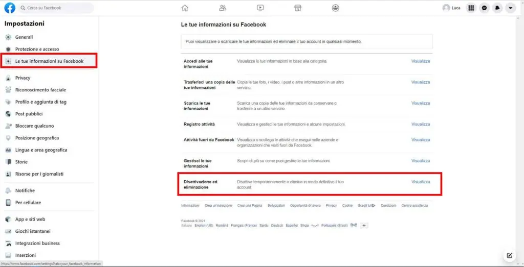 Come cancellarsi definitivamente da Facebook - STEP 3 - Disattivazione ed eliminazione Come cancellarsi definitivamente da Facebook - STEP 3 - Disattivazione ed eliminazione