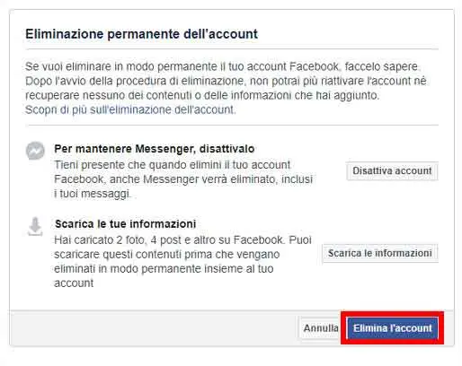 vCome cancellarsi definitivamente da Facebook - STEP 5 - Conferma eliminazione account Come cancellarsi definitivamente da Facebook - STEP 5 - Conferma eliminazione account