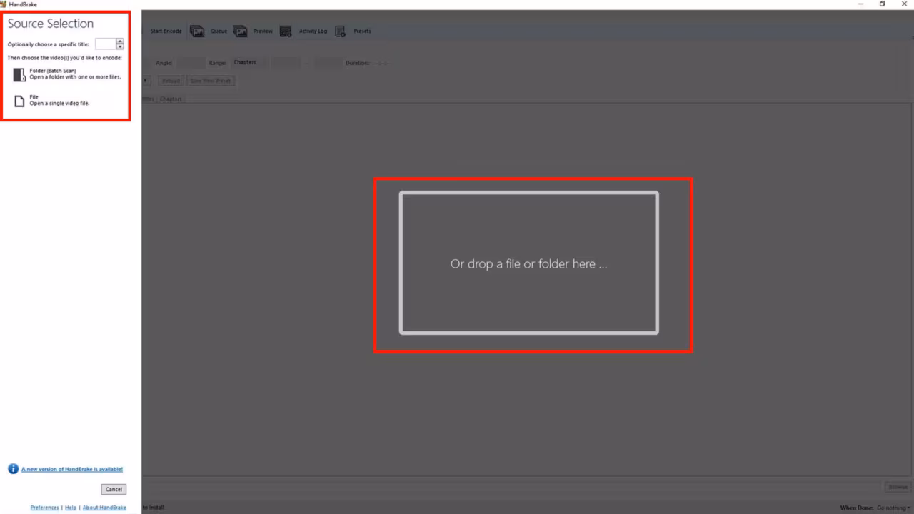 Come convertire un file video / audio gratuitamente usando HandBrake - STEP 1 - Importare file