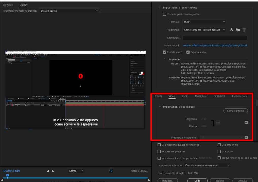 Come esportare una clip video con Adobe Premiere Pro - STEP 6 - Impostazioni di export avanzate