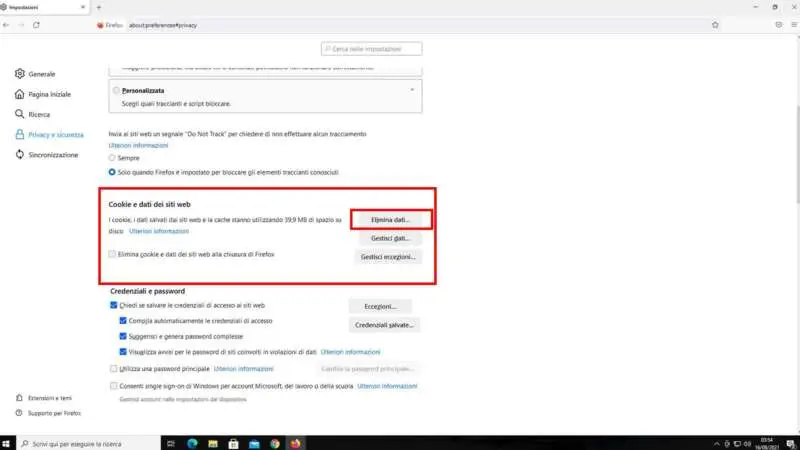 Come pulire la cache di Firefox (Desktop) - Step 5 - Clicca su Elimina dati