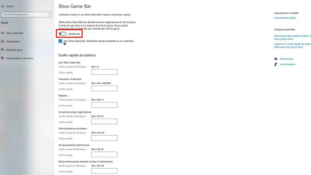 Come registrare lo schermo in Windows 10 mentre si gioca - STEP 3 - Attivare la Xbox Game Bar